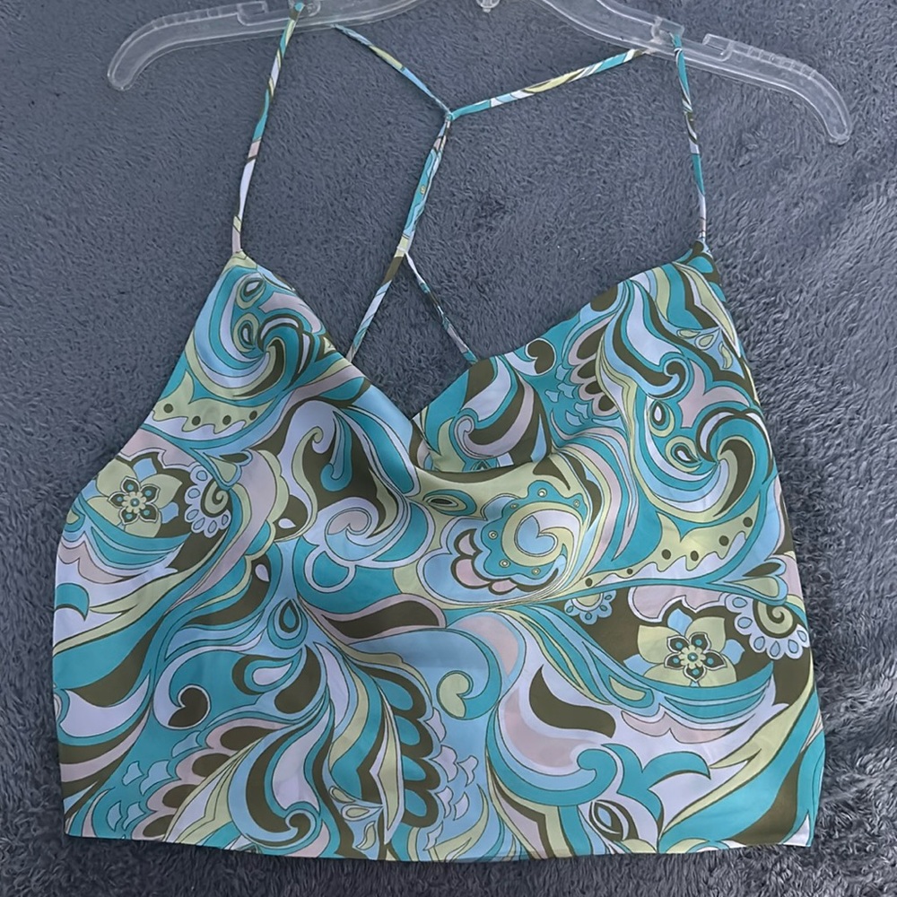Satin Open Back Crop Top (Large)